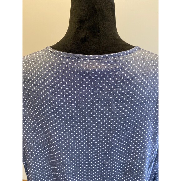 Fred David FD Blouse Top Plus Size XL Blue Gray Polka Dot Pullover Vented Sleeve - Picture 6 of 11